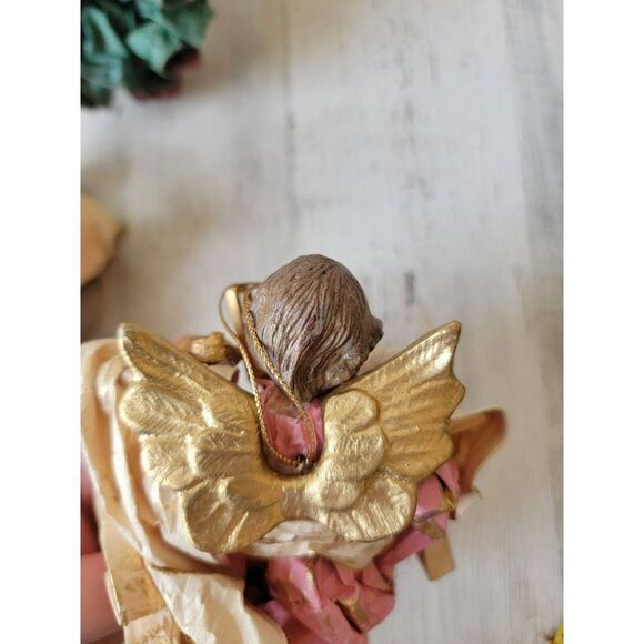 Rustic cherub Angel instrument band set horn violin Xmas ornament - Picture 7 of 15